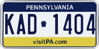 PA license plate KAD1404