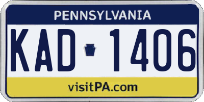 PA license plate KAD1406