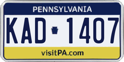 PA license plate KAD1407