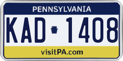 PA license plate KAD1408