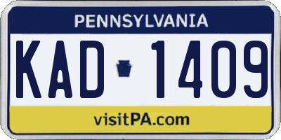 PA license plate KAD1409