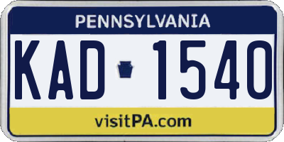 PA license plate KAD1540