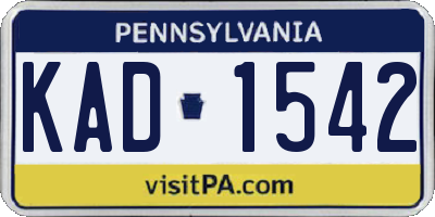 PA license plate KAD1542
