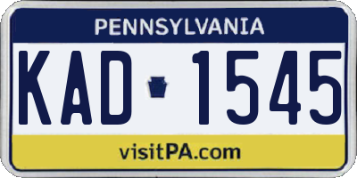 PA license plate KAD1545