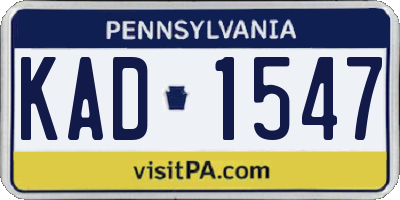 PA license plate KAD1547
