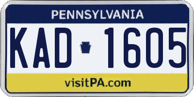 PA license plate KAD1605