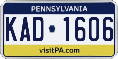 PA license plate KAD1606