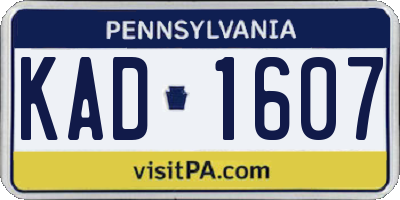 PA license plate KAD1607