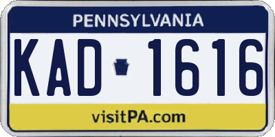 PA license plate KAD1616