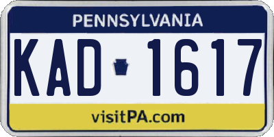 PA license plate KAD1617