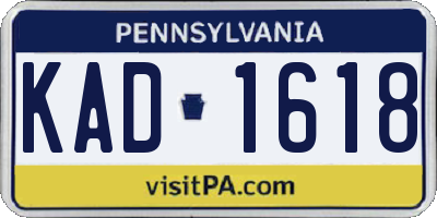 PA license plate KAD1618