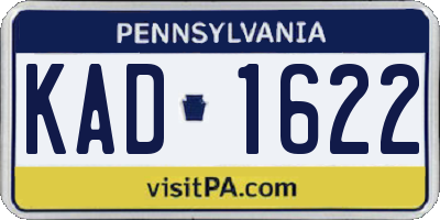 PA license plate KAD1622