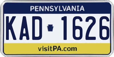 PA license plate KAD1626