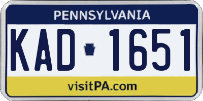 PA license plate KAD1651