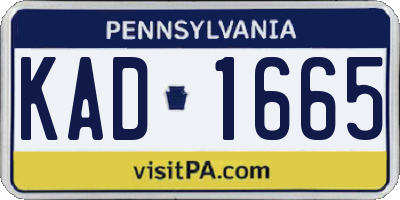 PA license plate KAD1665