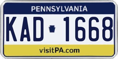 PA license plate KAD1668