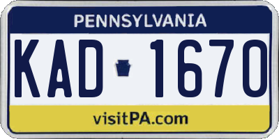 PA license plate KAD1670
