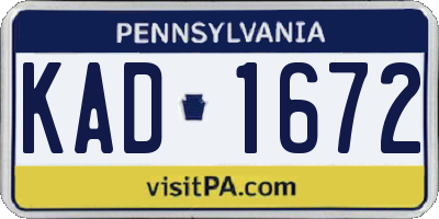 PA license plate KAD1672