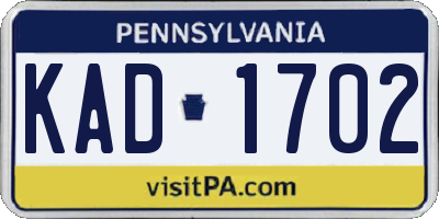PA license plate KAD1702