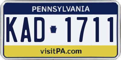 PA license plate KAD1711