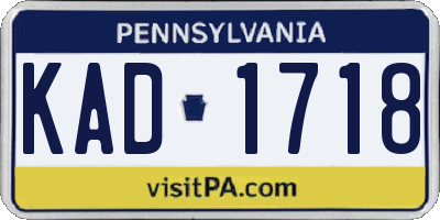 PA license plate KAD1718
