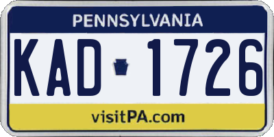 PA license plate KAD1726