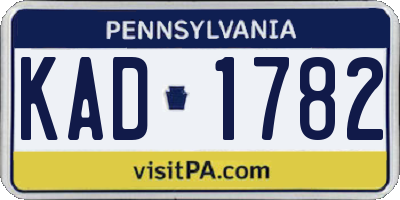 PA license plate KAD1782