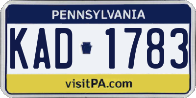 PA license plate KAD1783