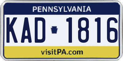 PA license plate KAD1816