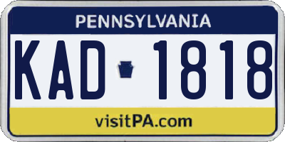 PA license plate KAD1818