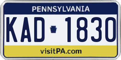 PA license plate KAD1830