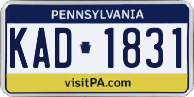 PA license plate KAD1831