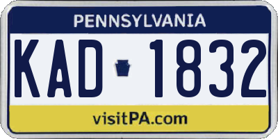 PA license plate KAD1832