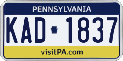 PA license plate KAD1837
