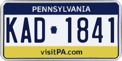 PA license plate KAD1841