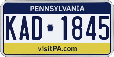 PA license plate KAD1845