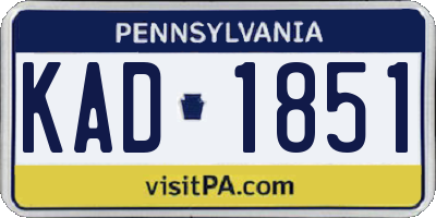 PA license plate KAD1851