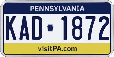 PA license plate KAD1872