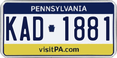 PA license plate KAD1881