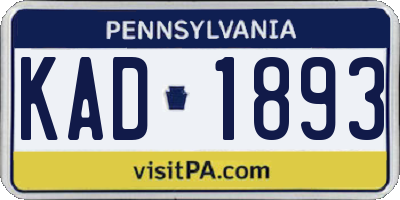 PA license plate KAD1893