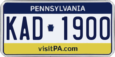 PA license plate KAD1900