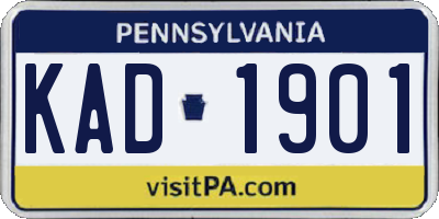 PA license plate KAD1901