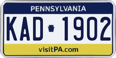 PA license plate KAD1902