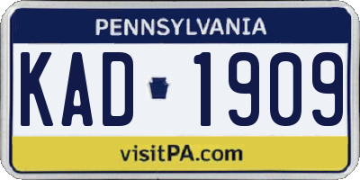 PA license plate KAD1909