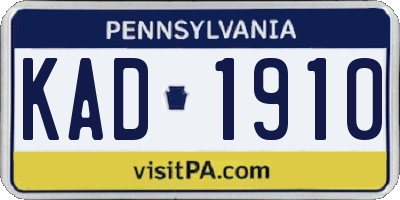 PA license plate KAD1910