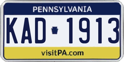 PA license plate KAD1913