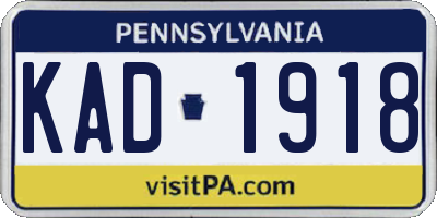 PA license plate KAD1918