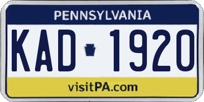 PA license plate KAD1920