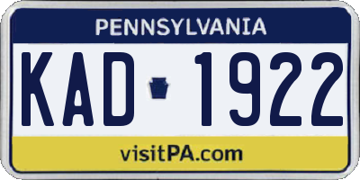 PA license plate KAD1922