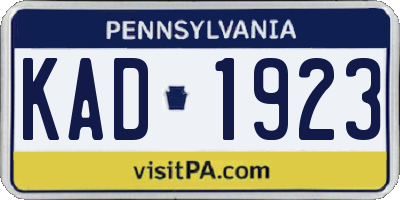 PA license plate KAD1923